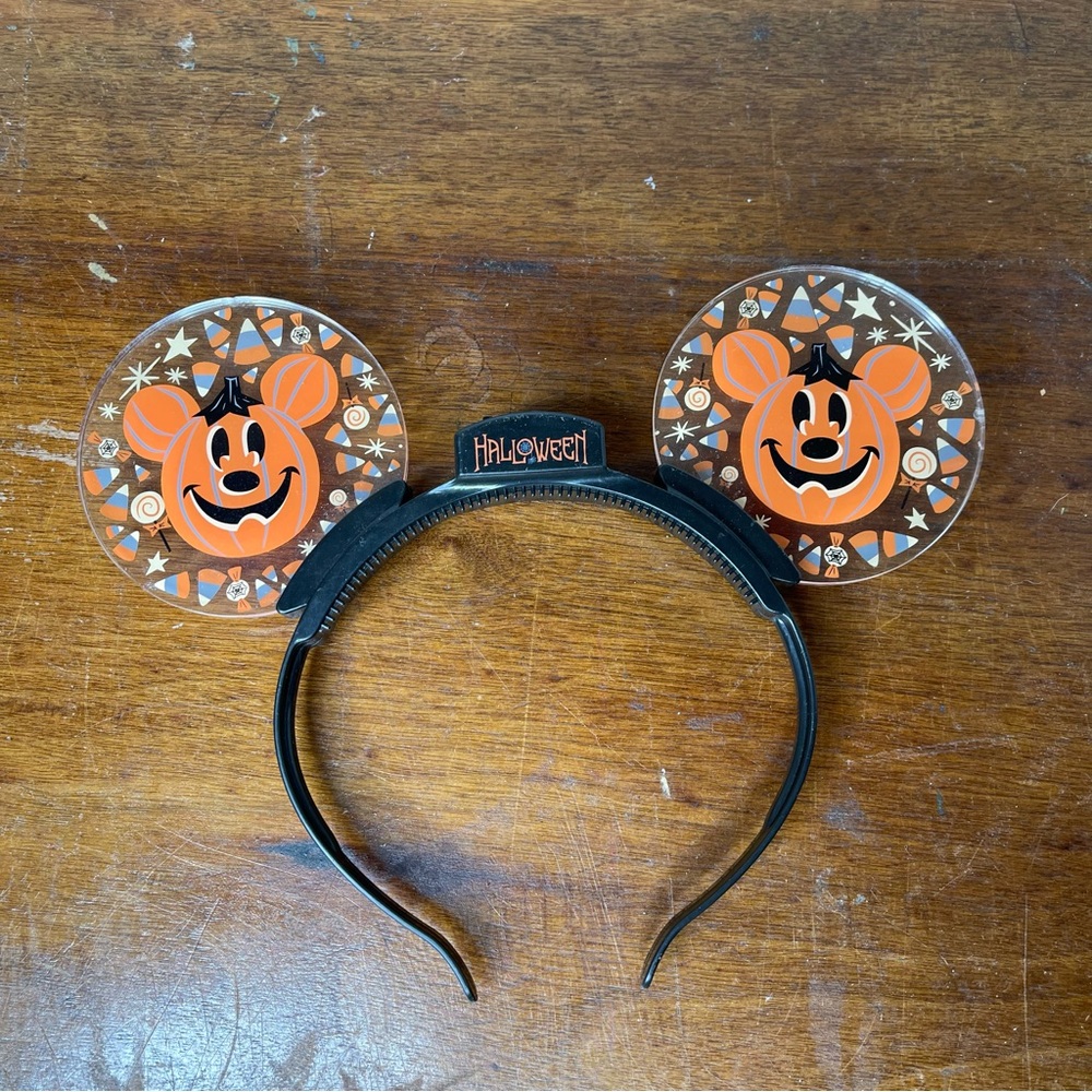 Disney Parks Halloween Mickey Mouse Pumpkin Glow Light Up Ears Headband 2018